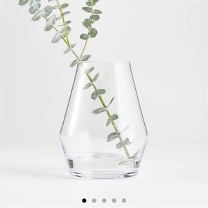 Crate & Barrel Laurel Angled Clear Glass Vase 6.25”